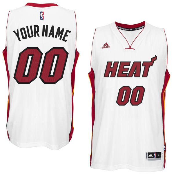 Men Miami Heat Adidas White Custom Swingman Home NBA Jersey->->Custom Jersey